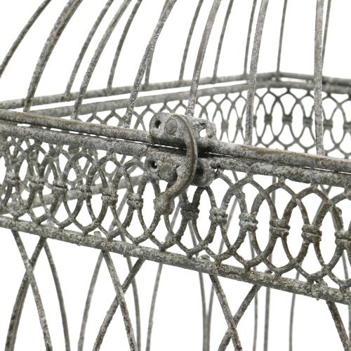 Floristik24 Vogelkooi vintage hoekig grijs 21/17cm 2st