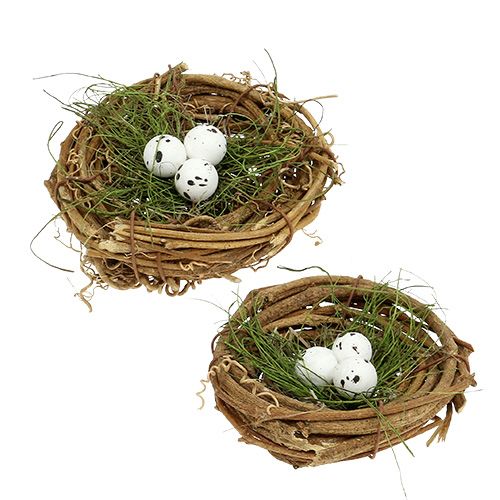 Floristik24 Vogelnest met eieren Ø9cm 6st