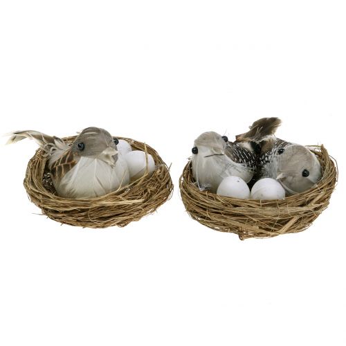 Vogelnest met eieren en vogel 6st Vogelnest met eieren en vogel 6st