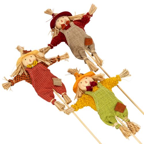 Decoratieve vogelverschrikkerfiguur op een stok voor knutselwerkjes en planten, 60 cm | Floristik24.nl