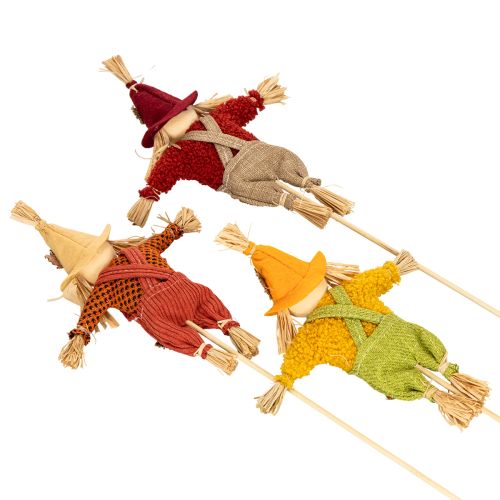Decoratieve vogelverschrikkerfiguur op een stok voor knutselwerkjes en planten, 60 cm | Floristik24.nl
