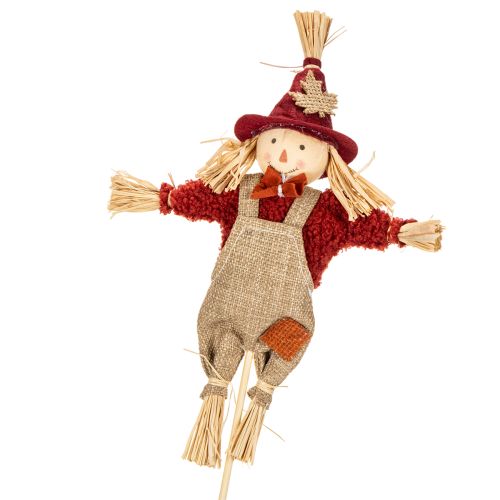 Decoratieve vogelverschrikkerfiguur op een stok voor knutselwerkjes en planten, 60 cm | Floristik24.nl