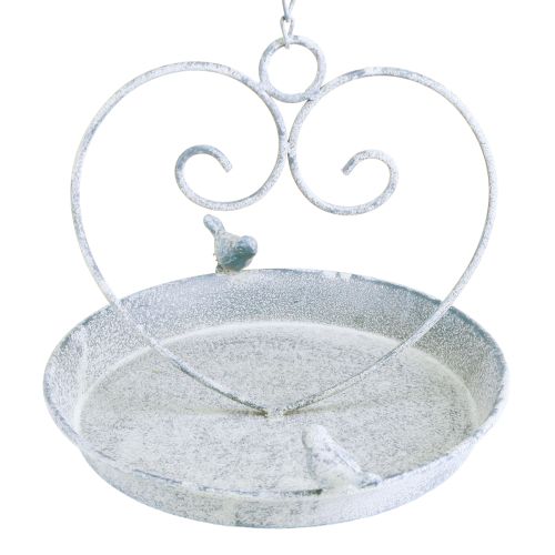 Artikel Vogelbad Metaal Decoratie Hart Wit Blauw Hangend Ø21.5cm