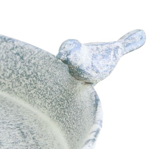 Artikel Vogelbad Metaal Decoratie Hart Wit Blauw Hangend Ø21.5cm