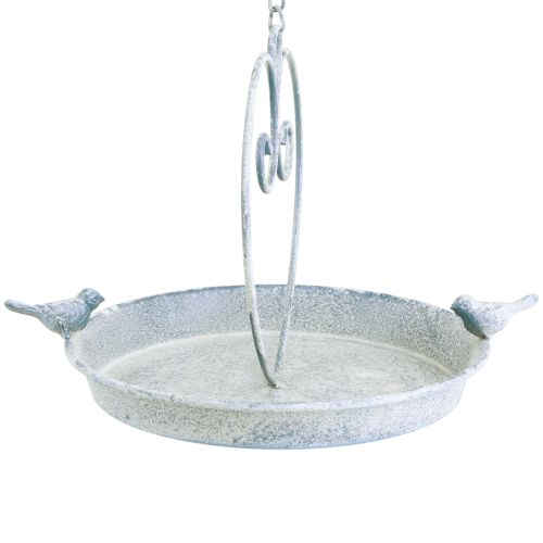 Artikel Vogelbad Metaal Decoratie Hart Wit Blauw Hangend Ø21.5cm