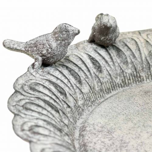 Floristik24 Vogelbad op basis metaal grijs, wit gewassen Ø28.3cm H26.5cm