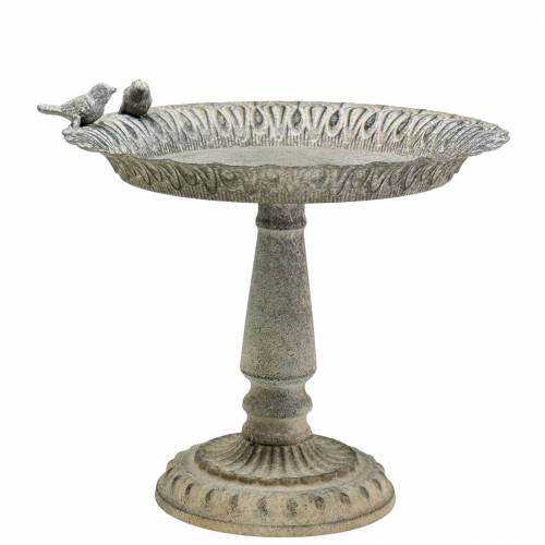 Floristik24 Vogelbad op basis metaal grijs, wit gewassen Ø28.3cm H26.5cm
