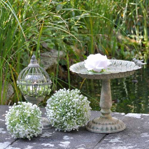 Floristik24 Vogelbad op voet metaal antiek mosgroen beige Ø28.3cm H26.5cm