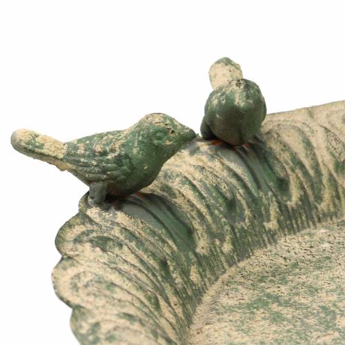 Floristik24 Vogelbad op voet metaal antiek mosgroen beige Ø28.3cm H26.5cm