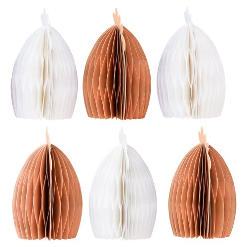 Artikel Honingraat kip tafeldecoratie Pasen wit oranje 11×6,5×12cm 6st