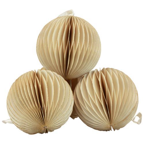 Artikel Honingraatballen Kersthoningraatballen crème goud Ø8cm 4st
