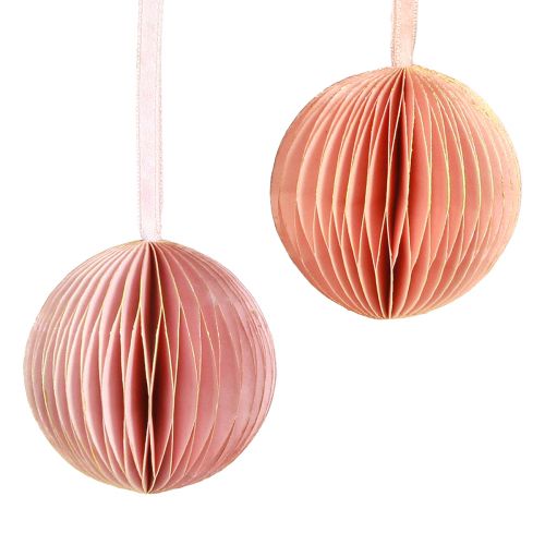 Artikel Honingraatbol kerstversiering abrikoos roze Ø7cm 4 st