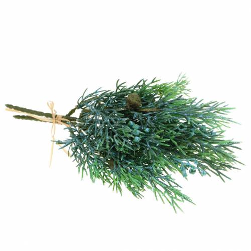 Artikel Decoratieve jeneverbestak met kegels groen, blauw gewassen 25cm 2 st