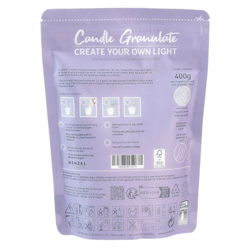 Artikel Kaarszandwaskorrels met lont geurende lavendel 400g