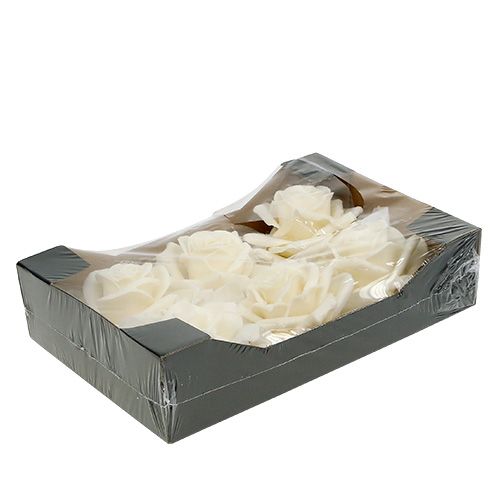 Floristik24 Wax roos Ø10cm crème 6st
