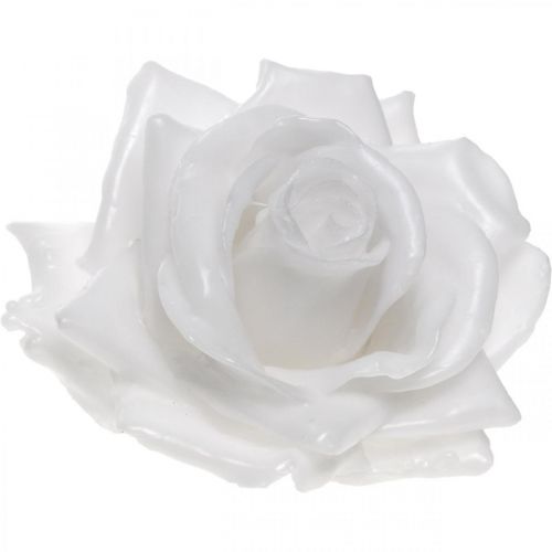 Floristik24 Wax roos wit Ø10cm Gewaxte kunstbloem 6st