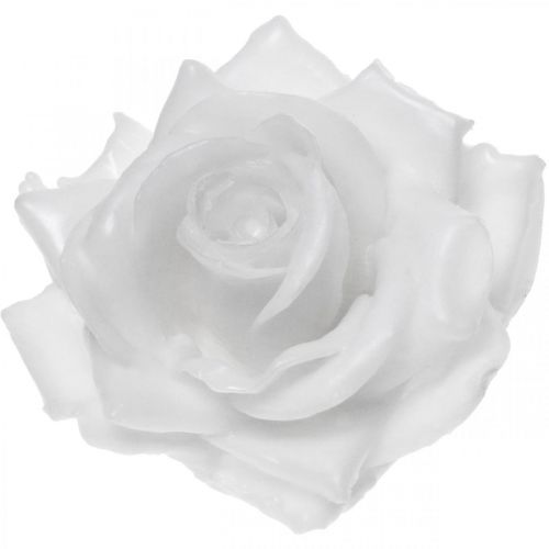 Floristik24 Wax roos wit Ø10cm Gewaxte kunstbloem 6st