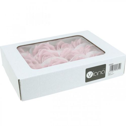 Artikel Wasrozen decoratieve rozen was roze Ø8cm 12 st