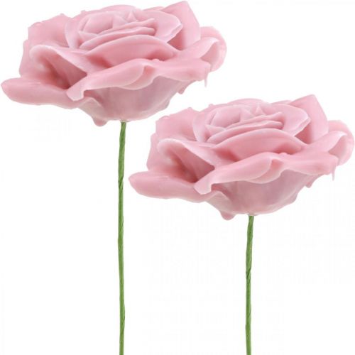 Floristik24 Wax rozen deco rozen wax roze Ø8cm 12st