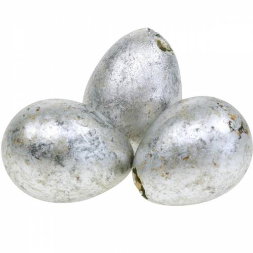 Kwartelei decoratie zilver leeg 3cm Paasdecoratie 50st