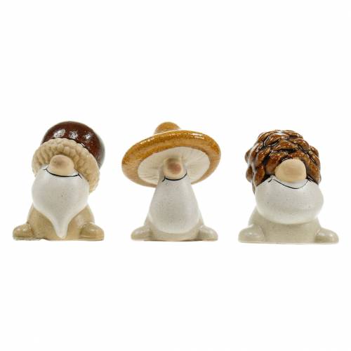 Floristik24 Keramische figurenset boskabouters herfstvruchten 6 - 6.3cm bruin/geel 3st