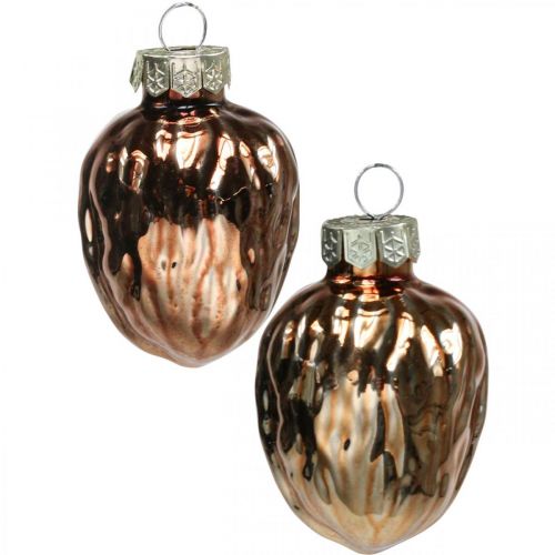 Artikel Kerstboom ornamenten walnoot deco hanger glas 4,5cm 6st