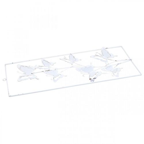 Artikel Vlinder Hangende Kunst Lente Metalen Muur Art Shabby Chic Wit Zilver H47.5cm