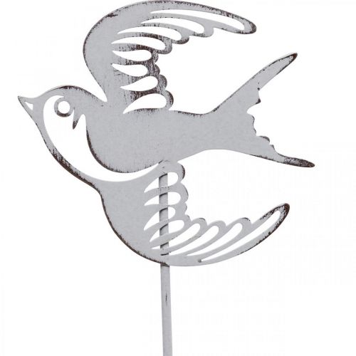 Artikel Zwaluwdecoratie, wanddecoratie van metaal, vogels om op te hangen wit, zilver shabby chic H47,5 cm