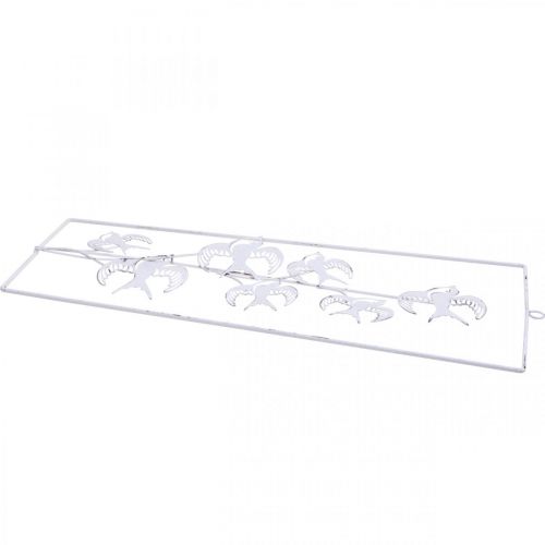 Artikel Zwaluwdecoratie, wanddecoratie van metaal, vogels om op te hangen wit, zilver shabby chic H47,5 cm