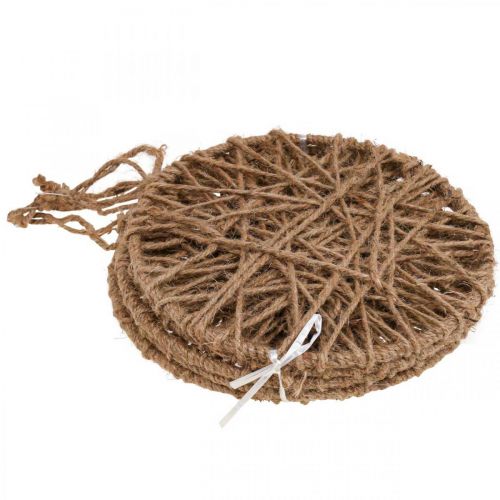 Floristik24 Wanddecoratie boho stijl, sierring jute lint Ø23cm 5st