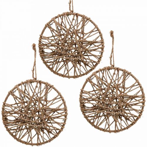 Floristik24 Wanddecoratie boho stijl, sierring jute lint Ø23cm 5st