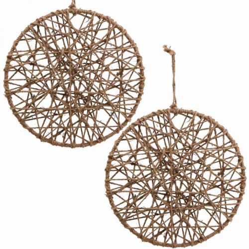 Wanddecoratie boho stijl, decoratieve ring jute lint Ø28.5cm 4st