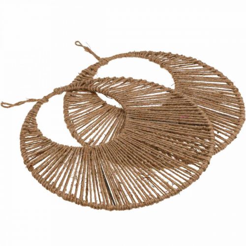 Artikel Wanddecoratie boho stijl, decoratieve ring jute lint Ø38.5cm 2st