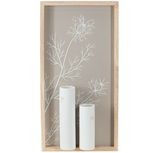 Artikel Muurdecoratie Muurschildering Hout Mini Vazen Keramiek Wit H35cm