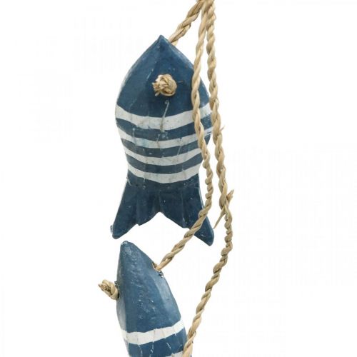 Artikel Maritieme deco hanger houten vis om op te hangen klein donkerblauw L31cm