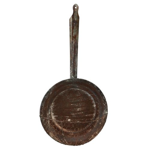 Wanddecoratie metalen siermand roest sierpan bruin H58cm