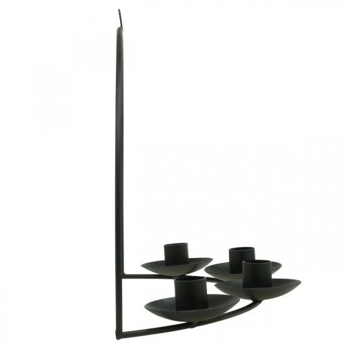 Artikel Wandkaarsenhouder Zwart metalen stokkaarsenhouder 35×24cm