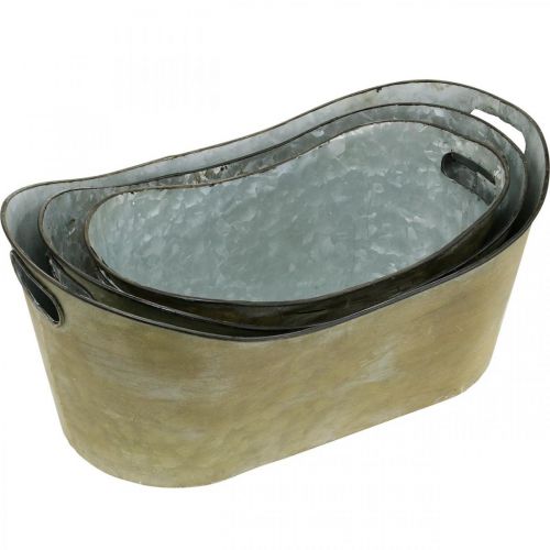 Artikel Set plantenbak koperkleurig/wit L32.5cm/36.5cm/41.5cm