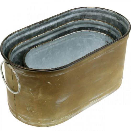 Artikel Set Plantenbak Metalen Kuip Vintage Retro L22.5cm/27cm/31cm