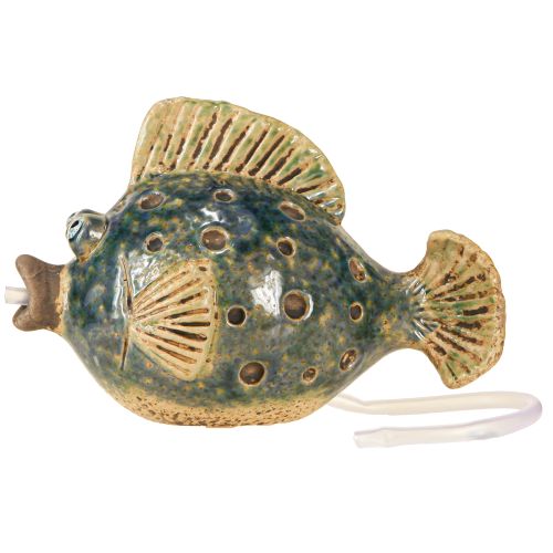 Floristik24 Gargoyle Figuur Keramiek Vis Blauw Bruin 20×11×13.5cm