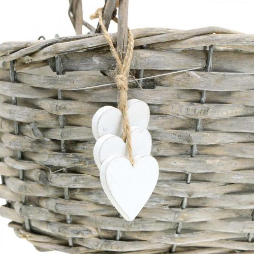 Floristik24 Plantenmand met hartdecoratie, huwelijksdecoratie, mand voor planten, landelijke stijl H20.5 L23cm
