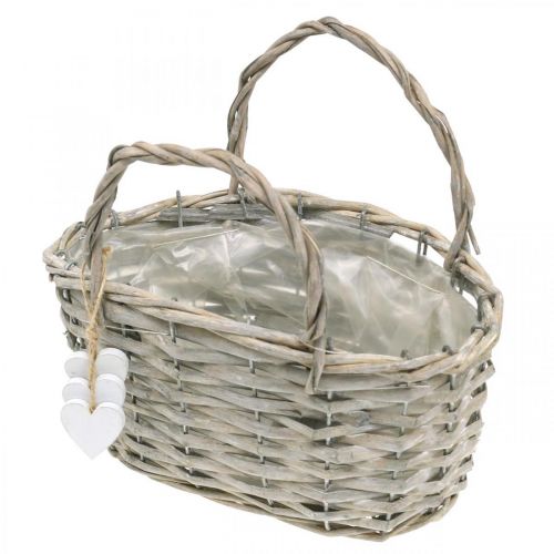 Floristik24 Plantenmand met hartdecoratie, huwelijksdecoratie, mand voor planten, landelijke stijl H20.5 L23cm