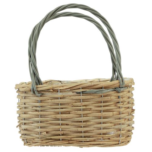 Artikel Rieten mand plantentas mand naturel grijs 21x10x12cm