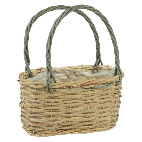 Floristik24 Rieten mand plantentas mand naturel grijs 26,5x14x30cm