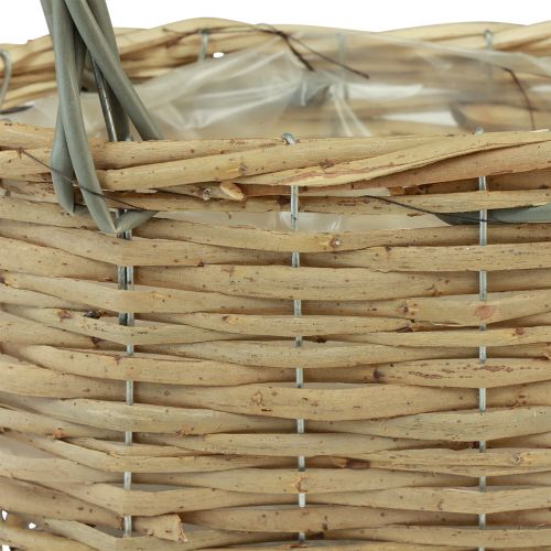 Floristik24 Rieten mand plantentas mand naturel grijs 26,5x14x30cm