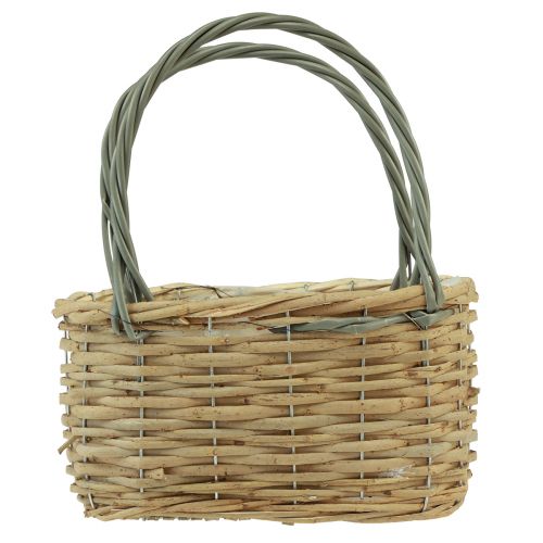 Floristik24 Rieten mand plantentas mand naturel grijs 26,5x14x30cm