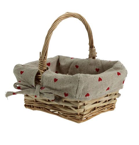 Floristik24 Rieten mand met stoffen inzet 15x11,5cm