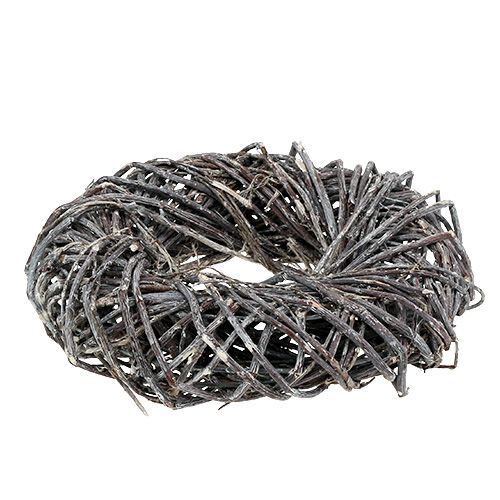 Floristik24 Rieten krans Ø28cm grijs, gewassen