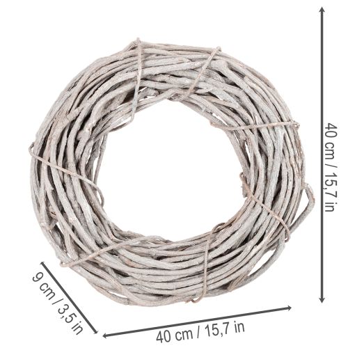 Wilgenkransdecoratie, krans gemaakt van witgeverfde takken, 40 cm | Floristik24.nl