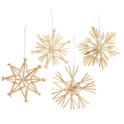 Floristik24 Kerststro sterren kerstboomversiering 8cm 12 stuks